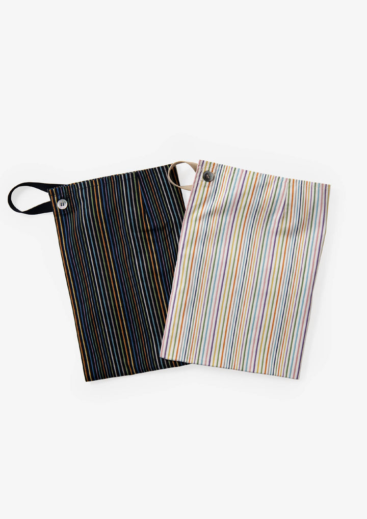 スクエアエプロン（#135 白多彩） ｜小倉織｜小倉 縞縞 【公式