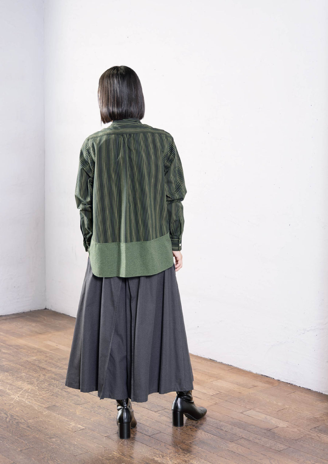 ML×小倉縞縞 ］フレンチクレリック（#100 ロンド翠） ｜小倉織