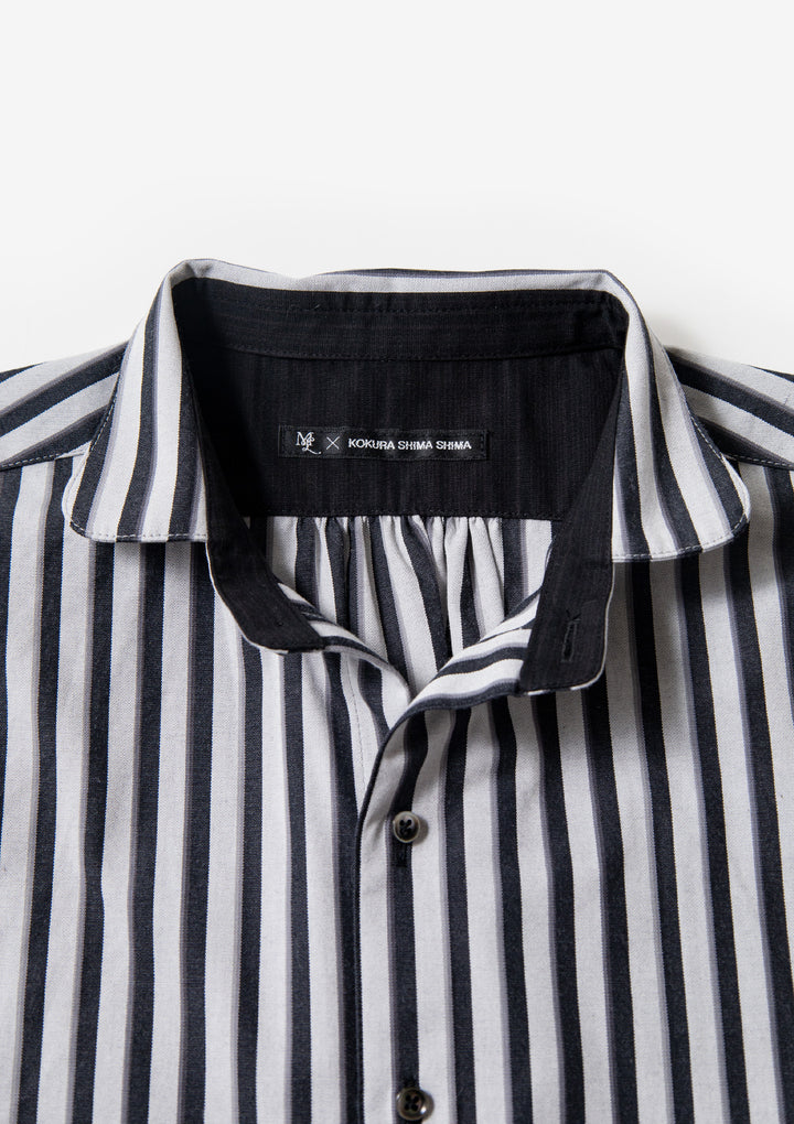 ML×小倉縞縞 ］フレンチクレリック（#147 無彩リフレイン） ｜小倉織