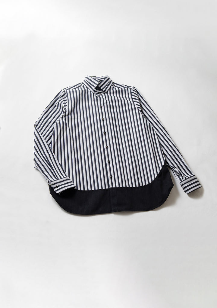 ML×小倉縞縞 ］フレンチクレリック（#147 無彩リフレイン） ｜小倉織