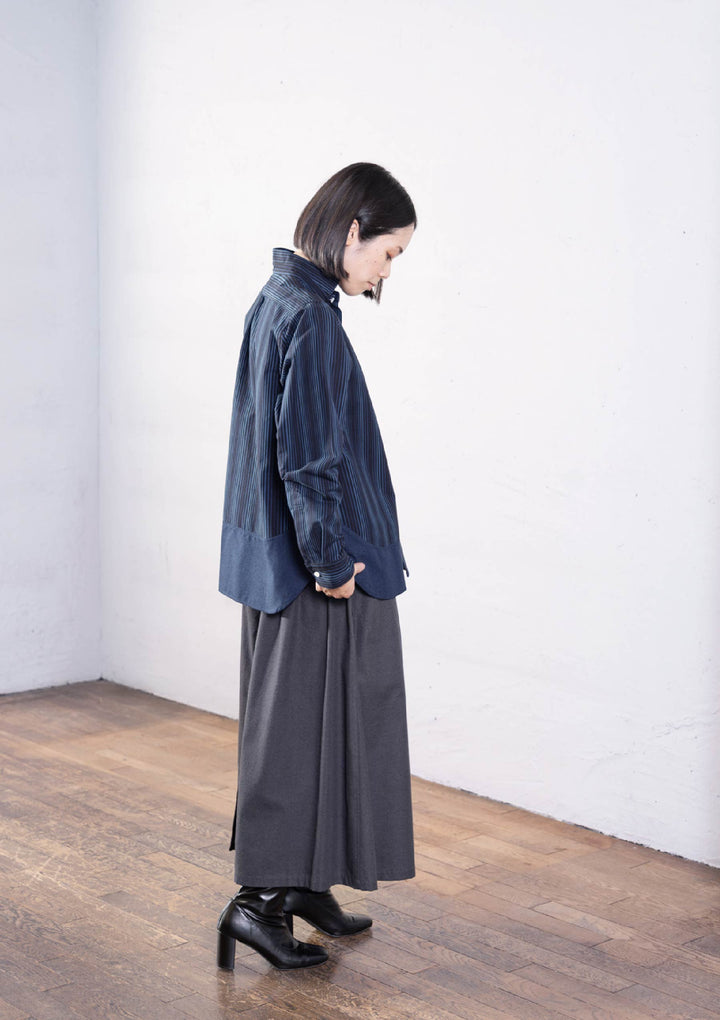 ★新品未使用 日本橋 木屋 小倉織 紺縞 前掛 調理型 ☆新品未使用 日本橋 木屋 小倉織 紺縞 前掛 調理型 台所道具 - 【