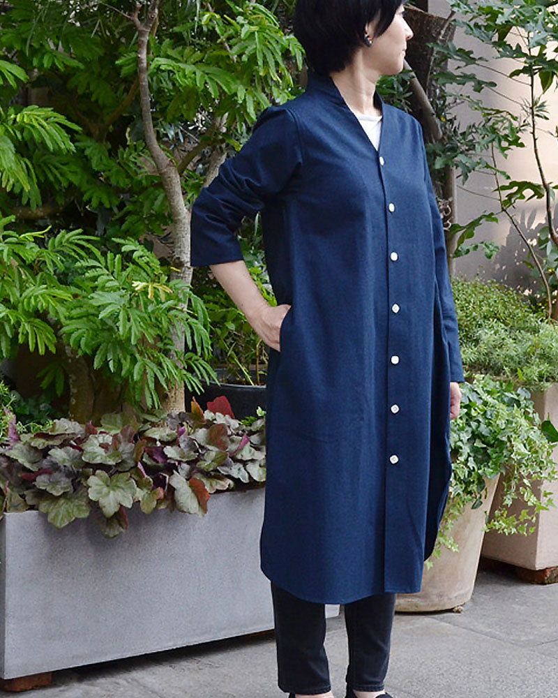 小倉縞縞 小倉織 フーデッド ストライプ シャツ パーカー 40s NAVY 1G0413-p89_p907-egg-shirt-