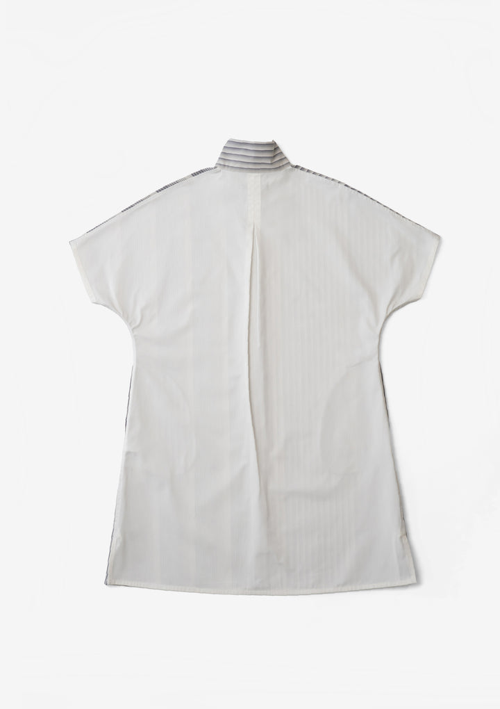 ML×小倉縞縞 エッグシャツ シャツワンピース 小倉織 ML×小倉縞縞 ］エッグシャツ（前 #89 藍斬／後 #907 霜降小倉