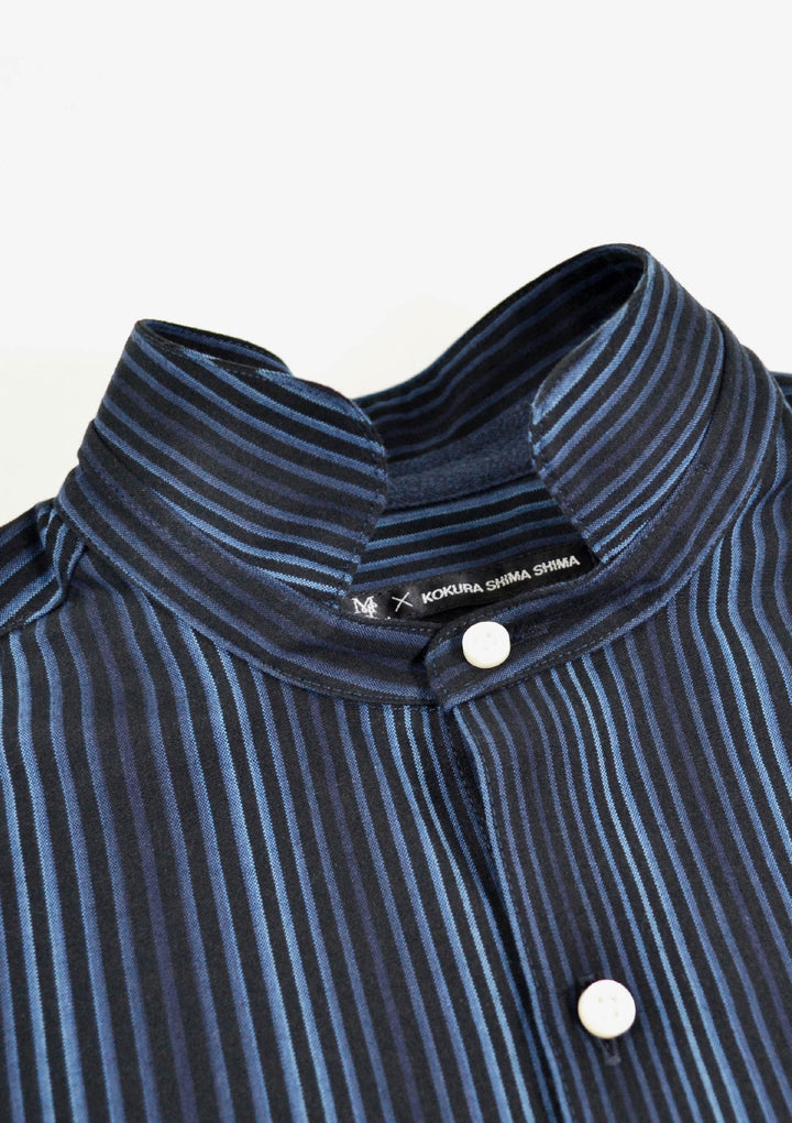 ML×小倉縞縞 エッグシャツ シャツワンピース 小倉織 ML×小倉縞縞 ］エッグシャツ（前 #130 紫流／後 #909 霜降小倉