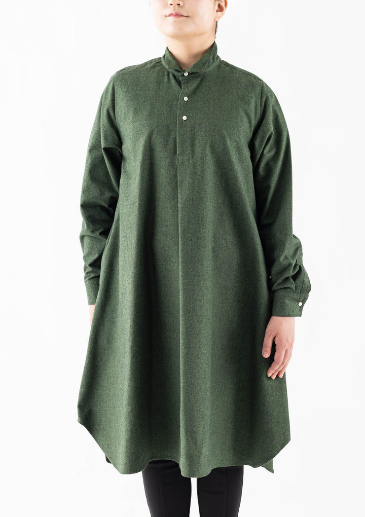 ML×小倉縞縞 ］フレンチプルオーバーブルーミング丈（#901 霜降小倉 緑