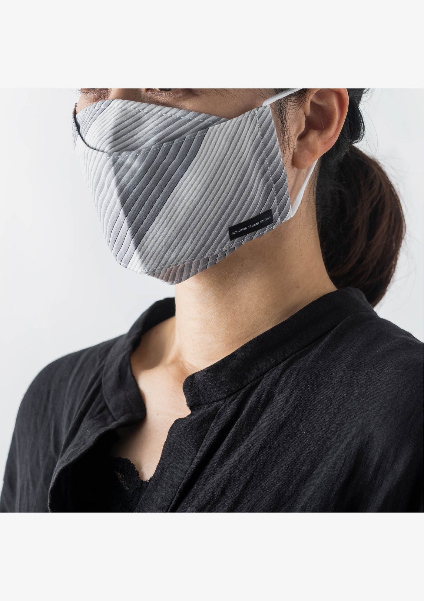 縞縞 抗菌消臭箱マスク（#114 白多彩2020）