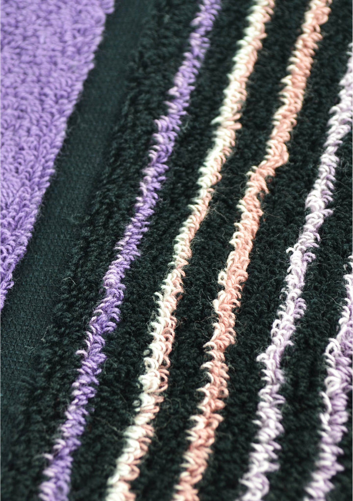 今治 × 縞縞 ハーフタオルハンカチ（表 #25 紫紅／裏 #12 藍緑）箱入り