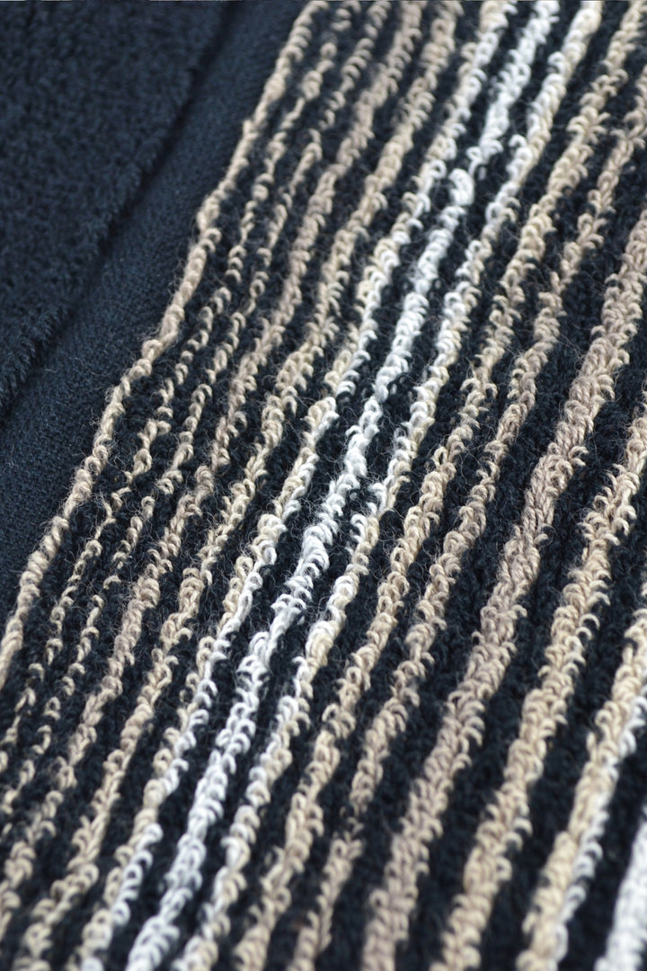 今治 × 縞縞 フェイスタオル 2枚セット ブラック系（表 #25 紫紅／裏